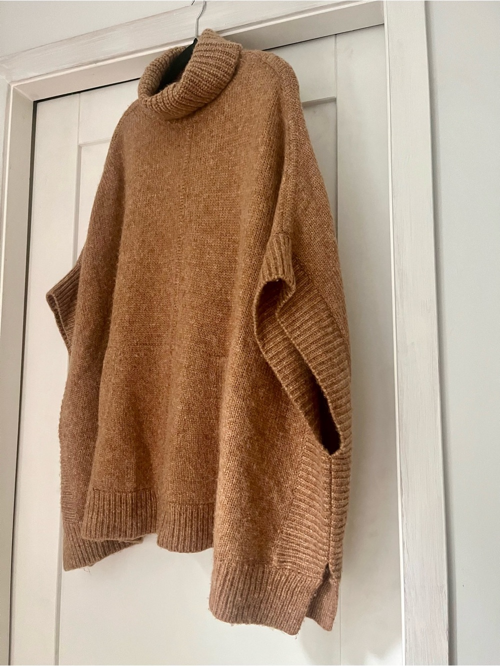 Vintage J. Crew Camel Tan Cowl Neck Poncho Sweater
